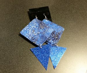 blue angled earrings