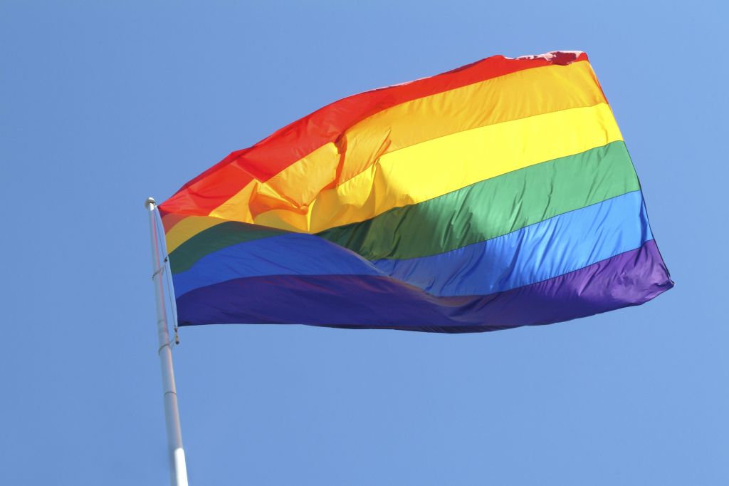 USA, California, San Francisco, rainbow flag (gay pride flag)