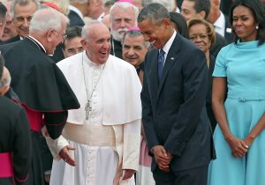 Pope Francis and President Obama Laugh