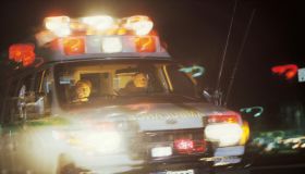 Ambulance with lights flashing