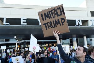 Protestors Rally Against Muslim Immigration Ban At LAX