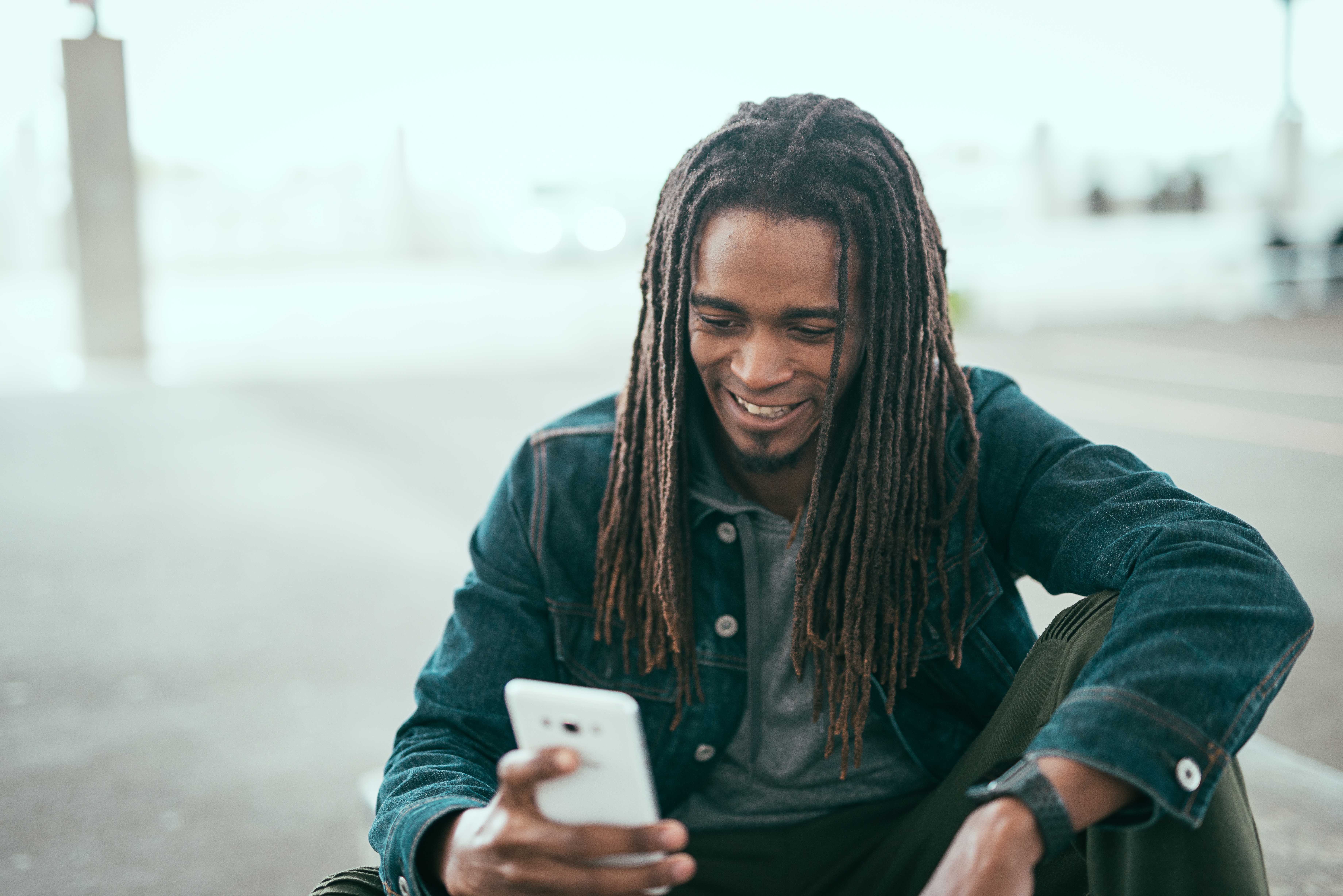 Portrait of serious man on rainy day