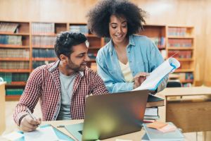 University students studying together