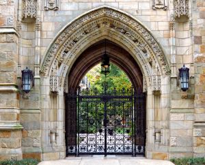 Harkness Gate to Memorial Quadrangle at Yale University