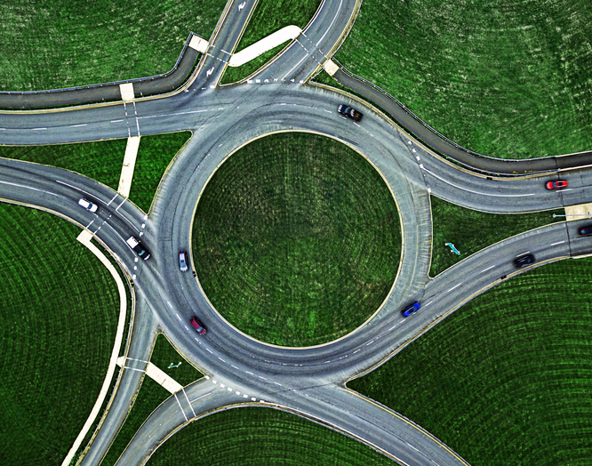 Traffic Roundabout Below