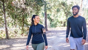 Diverse Couple Walking Fitness