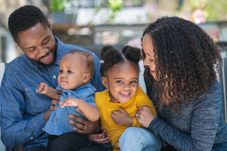 Happy family outdoors