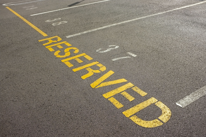 High Angle View Of Sign In Parking Lot