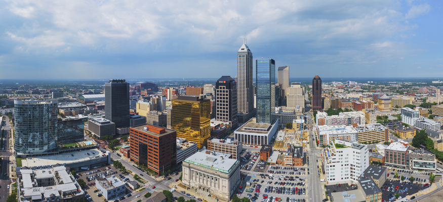 Aerial view of Indianapolis downtown Indiana