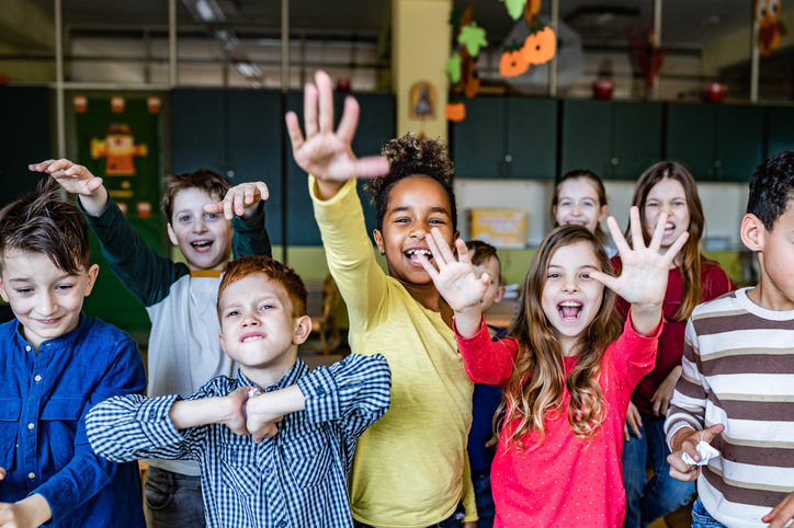 Mischief school kids feeling frustrated in the classroom.