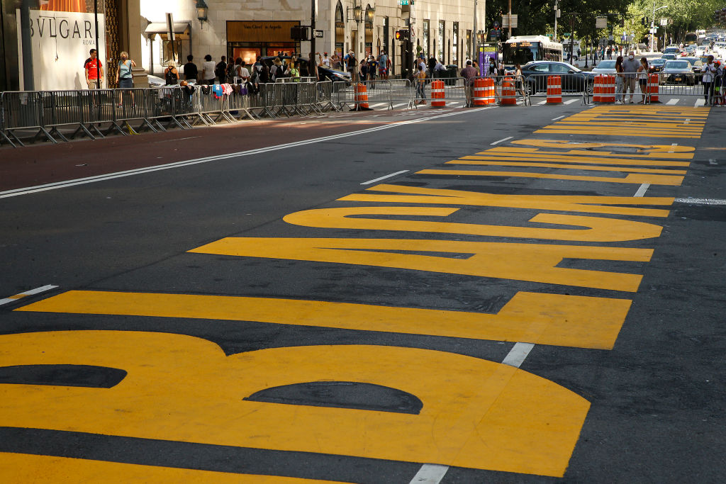 Black Lives Matter Mural Is Painted On Fifth Avenue In New York City