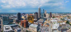 Aerial view of Indianapolis downtown Indiana
