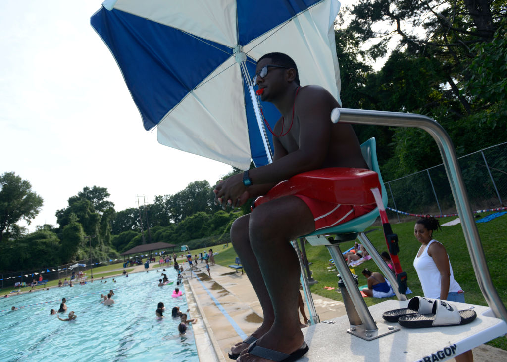 Arrindell covers a guards shift on the chair.Wensy Arrindell, a manager at Schlegel Park pool, helps the lifeguards keep hundreds of swimmers safe daily. Summer Jobs story. Photo by Jeremy Drey 6/30/2017