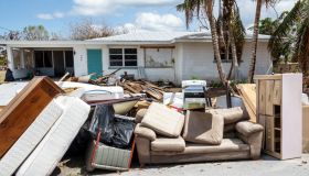 Florida, Everglades City, Everglades City, Hurricane Irma debris on streets