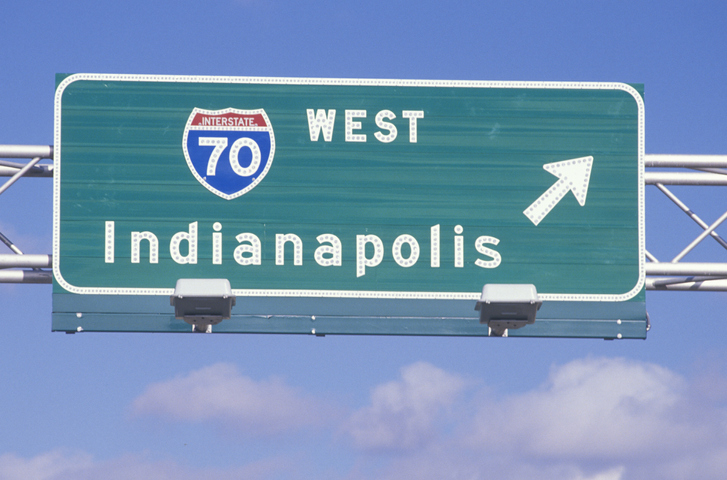 A sign for interstate 70 west in Indianapolis