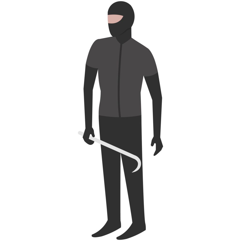 Thief, burglar or robber house criminal vector icon