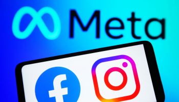 In this photo illustration, Facebook and Instagram logos are...