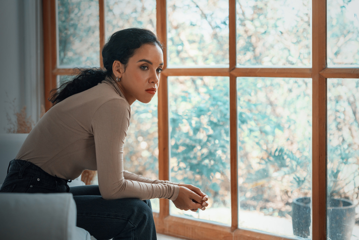 Depressed young Black woman with mental health problem need crucial treatment