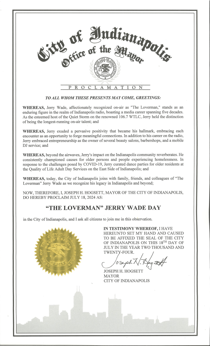 July 18th Announced To Be The Loverman Jerry Wade Day