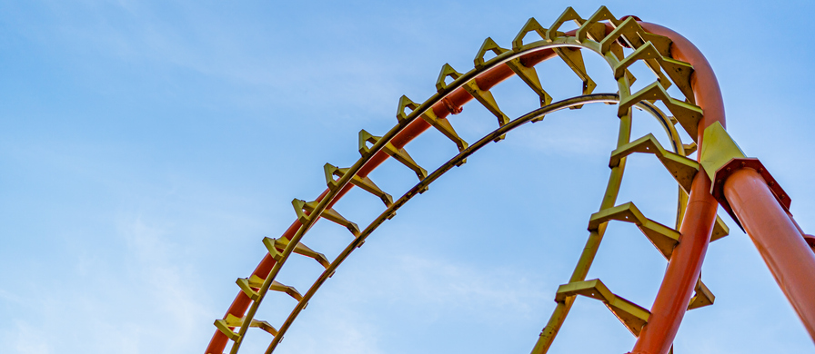 Roller coaster in an amusement park