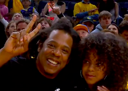 Blue Ivy Carter and Jay Z at Celtics-Warriors NBA Finals game