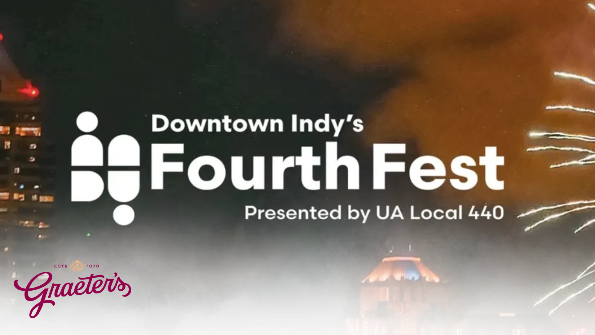 Downtown Indy's Fourth Fest presented by UA Local 440 with fireworks display in the night sky